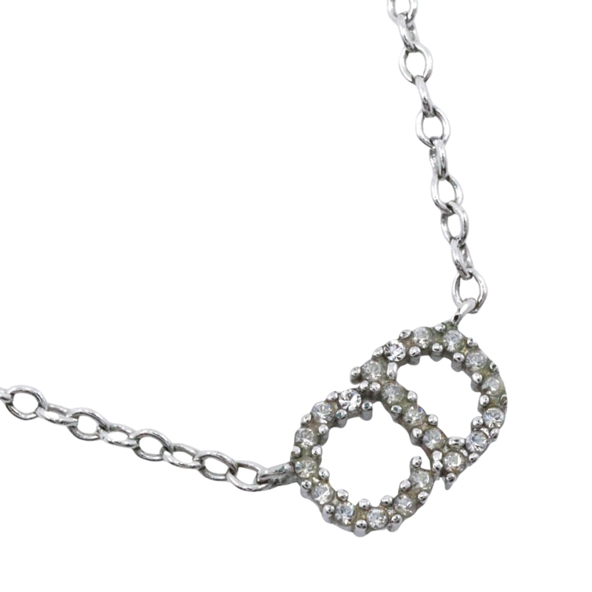 Christian Dior Cd Logo Necklace, Metal With Rhinestones, Approximately 3.3g, ...
